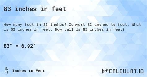 Convert 83 Inches to Feet: Easy Calculation Guide