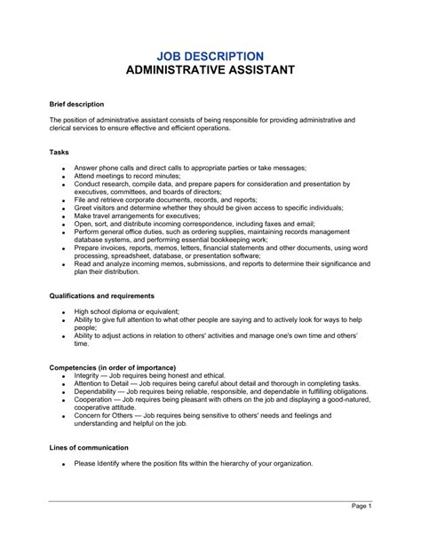 Administrative Assistant Job Description