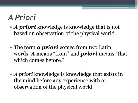 Master the A Priori: Essential Definition