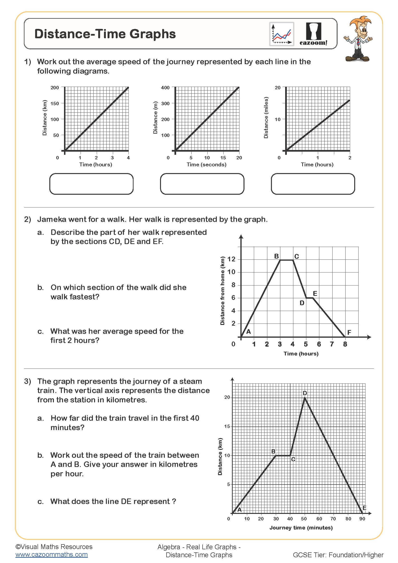 Distance Vs. Time Graph Worksheet: Easy Practice Problems