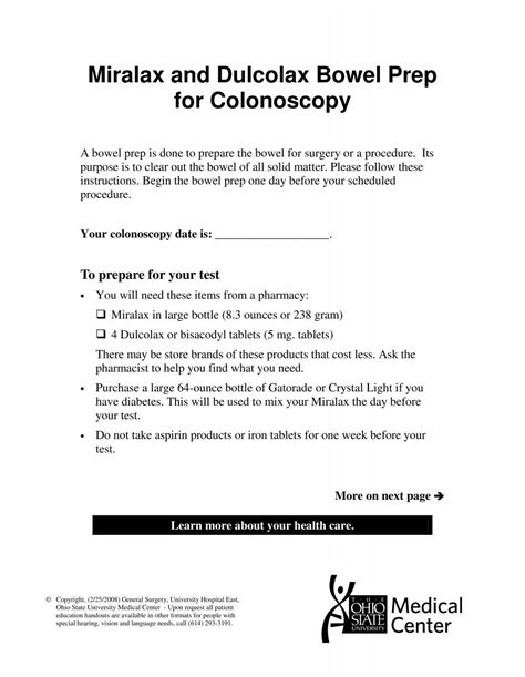 Dulcolax Colonoscopy Prep