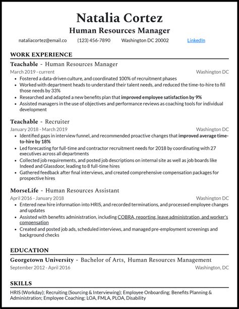 Hr Manager Resume Examples