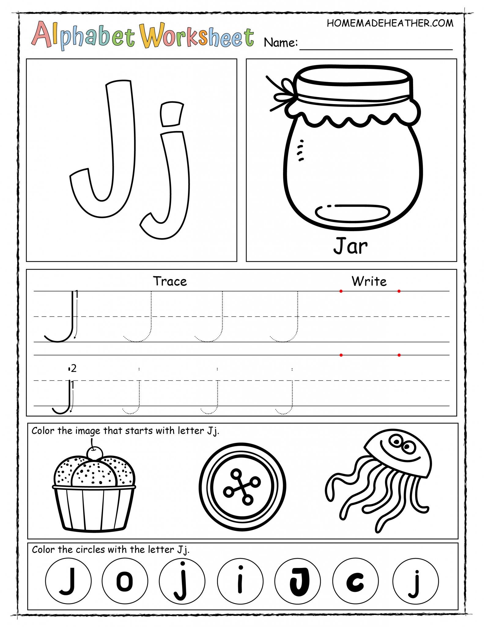 Letter J Activity Sheets To Print And Use