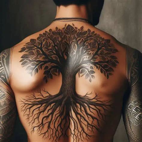 Tree On Back Tattoo